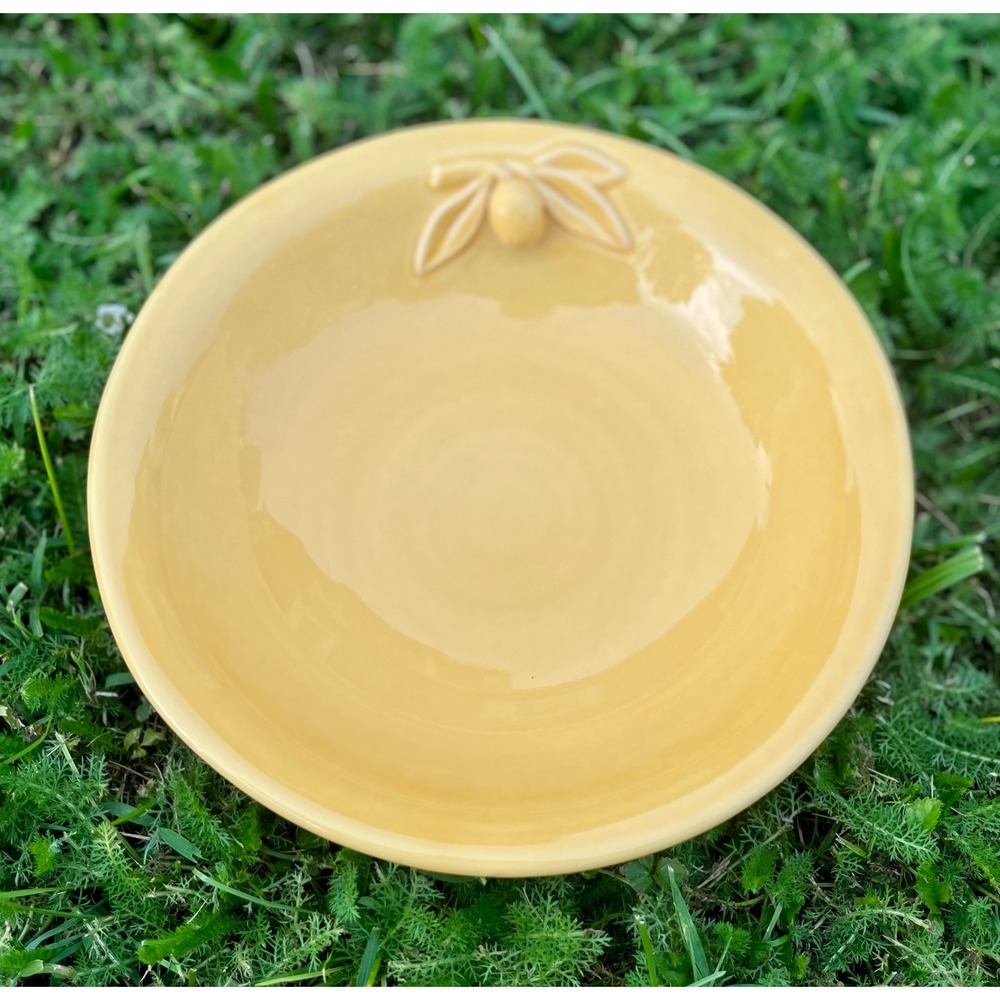 Williams Sonoma Olive Serving Bowl Pasta Salad Fruit Dish Yellow 9 1/2inch